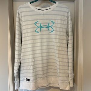 Women’s Under Armour Fish Striped Gray/White Sweatshirt, Size XL
